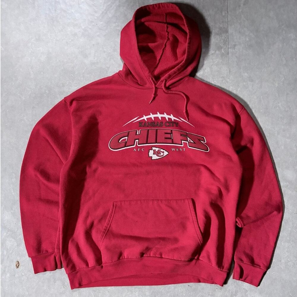 2000s Vintage Kansas City Chiefs NFL Red Letters Red Hoodie -XL